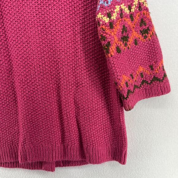 SUNDANCE Sweater PM Petite Fair Isle Thermal Cardigan Button Up Wool Blend Pink - Picture 10 of 16